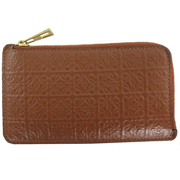 Auth LOEWE Anagram Coin case Brown leather - Picture 1 of 10